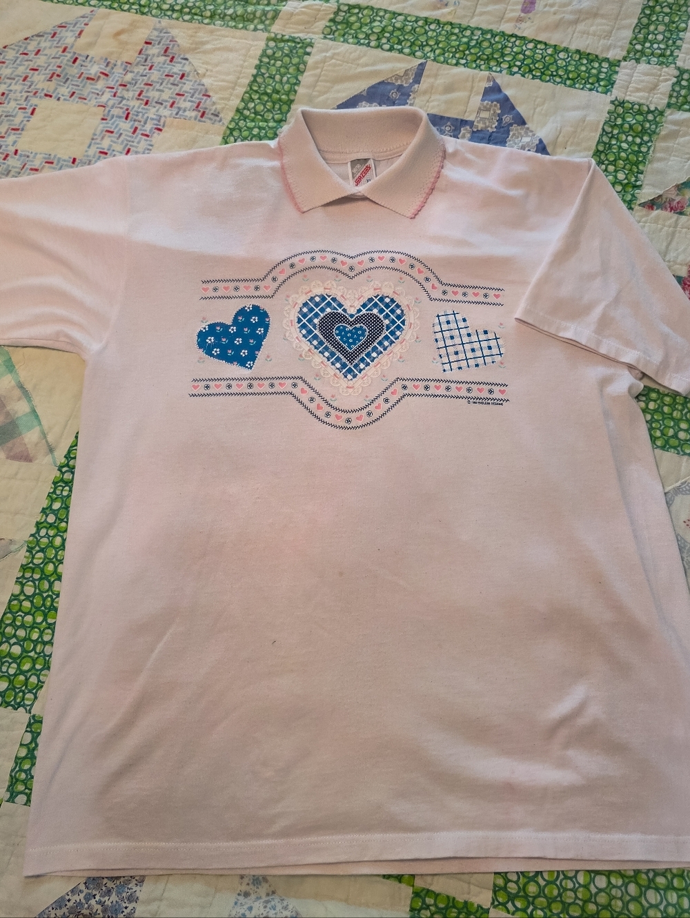 Vintage 80s/90s Jerzees Cottagecore Collared Tee